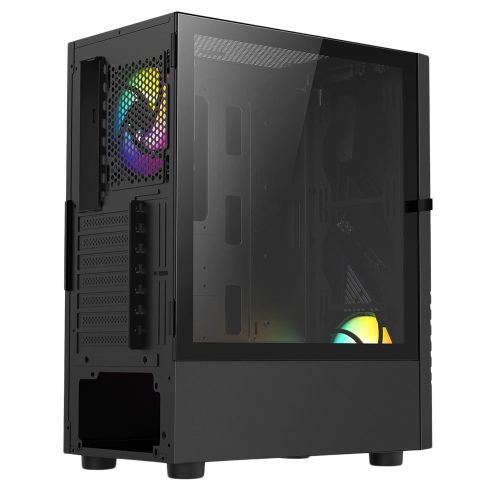 Vida Eos Black ARGB Gaming Case w/ Glass Window, ATX, 2x ARGB Fans, Front LED Strips - X-Case UK T/A ROG