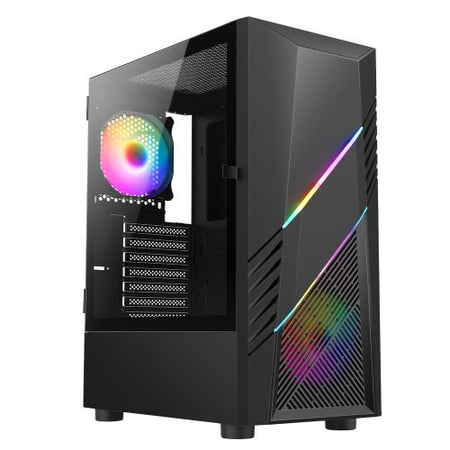 Vida Eos Black ARGB Gaming Case w/ Glass Window, ATX, 2x ARGB Fans, Front LED Strips - X-Case UK T/A ROG