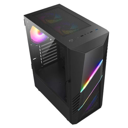 Vida Eos Black ARGB Gaming Case w/ Glass Window, ATX, 2x ARGB Fans, Front LED Strips - X-Case UK T/A ROG